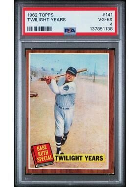 1962 Topps Twilight Years Babe Ruth #141 PSA 4 Vg-Ex HOF Yankees